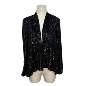 Eliza J Women's Black Sequin Open-Front Jacket Sz S - New